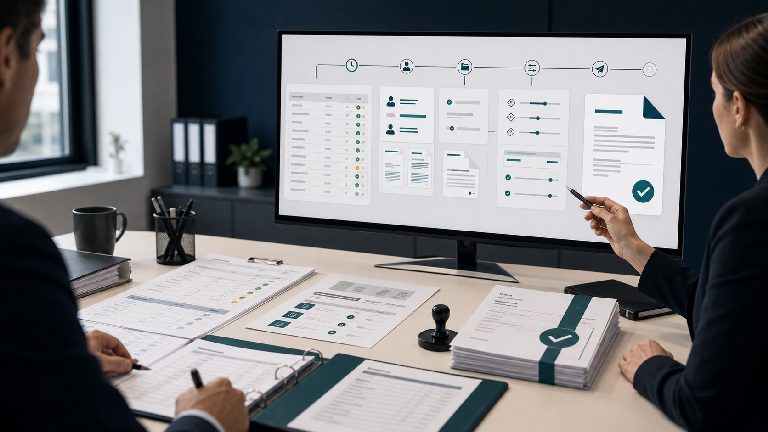 Professional-Services-Abrechnung mit Zeitbuchungen, Leistungsnachweisen, Vertragsregeln, Freigabe und E-Rechnungspaket.