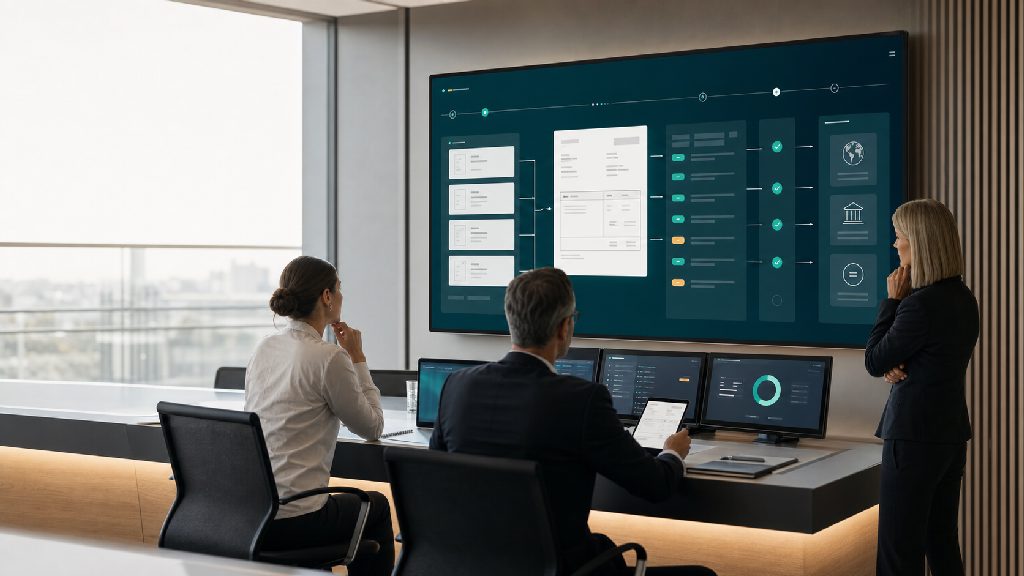 Ruhiger Workflow-Cockpit-Arbeitsplatz für E-Rechnung Automatisierung mit strukturierten Rechnungsdaten, Prüfung, Archiv und Buchhaltungsübergabe.