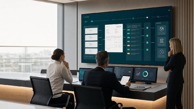 Ruhiger Workflow-Cockpit-Arbeitsplatz für E-Rechnung Automatisierung mit strukturierten Rechnungsdaten, Prüfung, Archiv und Buchhaltungsübergabe.