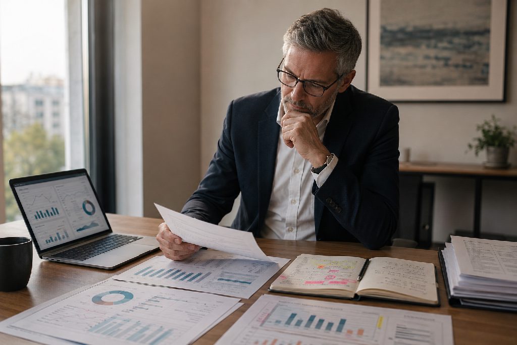 Finance lead analysing BWA red flags, highlighted reports and key performance indicators.